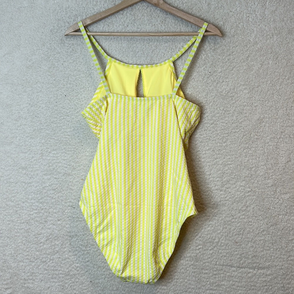 Yellow Striped Women's One Piece Swimsuit - Picture 3 of 4